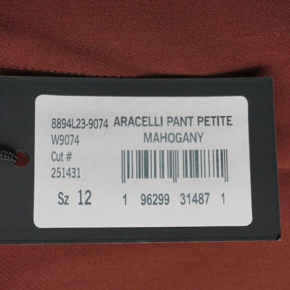 Paige Aracelli Pleated Cuff Hem Trouser Pants in Mahogany size 12P NWT - Picture 14 of 16